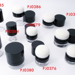 Face make up containers with attached sponge 